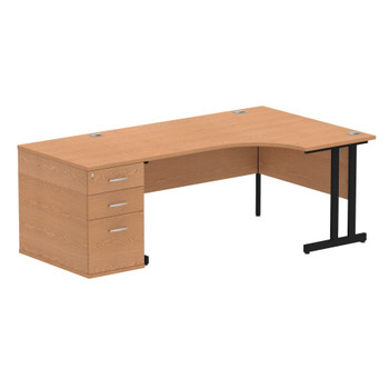 Dynamic Impulse W1600 X D1200 X H730mm Right Hand Crescent Desk Cantilever Leg W I004431