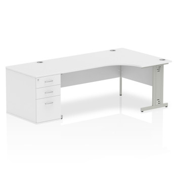 Dynamic Impulse 1800Mm Right Crescent Desk White Top Silver Cable Managed Leg Wo I000674 Dynamic Impulse 1800Mm Right Crescent Desk White Top Silver Cable Managed Leg Wo I000674