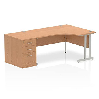 Dynamic Impulse 1600Mm Right Crescent Desk Oak Top Silver Cantilever Leg Worksta I000877 Dynamic Impulse 1600Mm Right Crescent Desk Oak Top Silver Cantilever Leg Worksta I000877