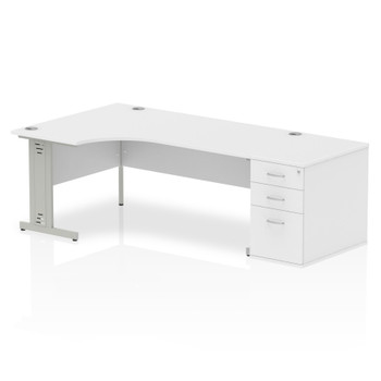 Dynamic Impulse 1800Mm Left Crescent Desk White Top Silver Cable Managed Leg Wor I000662 Dynamic Impulse 1800Mm Left Crescent Desk White Top Silver Cable Managed Leg Wor I000662