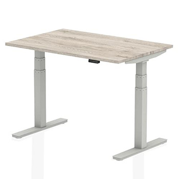 Dynamic Air 1200 X 800Mm Height Adjustable Desk Grey Oak Top Silver Leg HA01161 HA01161 Dynamic Air 1200 X 800Mm Height Adjustable Desk Grey Oak Top Silver Leg HA01161 HA01161