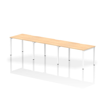 Dynamic Evolve Plus 1200Mm Single Row 3 Person Desk Maple Top White Frame BE399 BE399 Dynamic Evolve Plus 1200Mm Single Row 3 Person Desk Maple Top White Frame BE399 BE399
