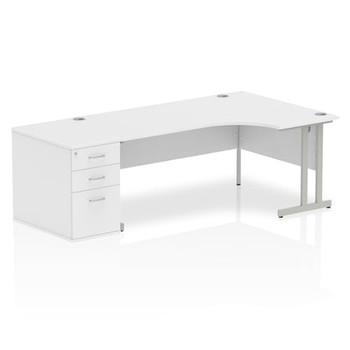 Dynamic Impulse 1800Mm Right Crescent Desk White Top Silver Cantilever Leg Works I000578 Dynamic Impulse 1800Mm Right Crescent Desk White Top Silver Cantilever Leg Works I000578