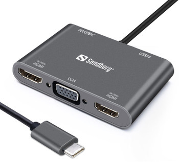 Sandberg 136-35 USB-C Dock 2xHDMI+1xVGA+USB+PD 136-35