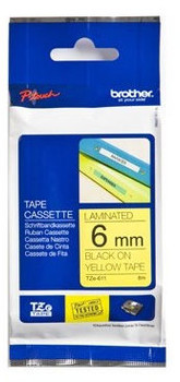 Brother TZE611 Tape Black on Yellow 6mm TZE611