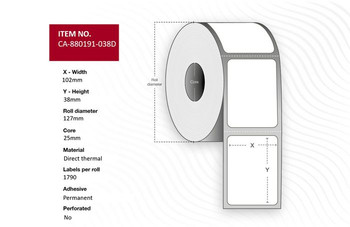 Capture CA-880191-038D Label 102 x 38mm. Core 25mm. CA-880191-038D