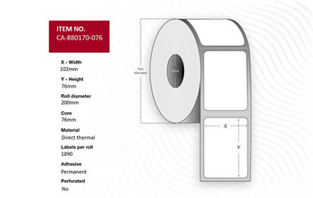 Capture CA-880170-076 Label 102 x 76mm. Core 76mm. CA-880170-076