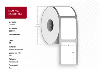 Capture CA-3011714 Label 148 x 210mm. Core 76mm. CA-3011714