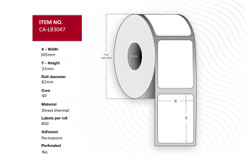 Capture CA-LB3047 Label 105x32. Core 40. CA-LB3047