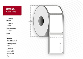 Capture CA-LB3096 Label 38x25. Core 25. CA-LB3096