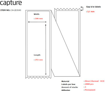 Capture CA-LB3049 Label 106 x 251. Core CA-LB3049