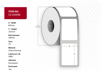 Capture CA-LB3046 Label 105 x 251. Core 25. CA-LB3046