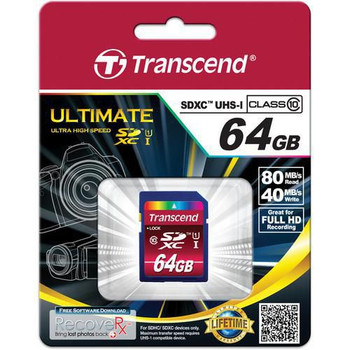 Transcend TS64GSDXC10U1 SDXC UHS-1 Class 10 600X 64GB TS64GSDXC10U1