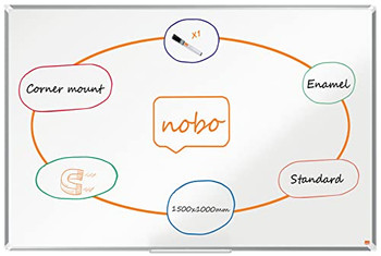 Nobo Premium Plus Magnetic Enamel Whiteboard Aluminium Frame 1500X1000mm 1915146 1915146 Nobo Premium Plus Magnetic Enamel Whiteboard Aluminium Frame 1500X1000mm 1915146 1915146