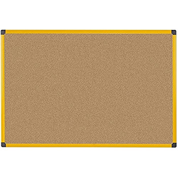 Bi-Office Ultrabrite Cork Noticeboard Yellow Aluminium Frame 1200X900mm CA0511721