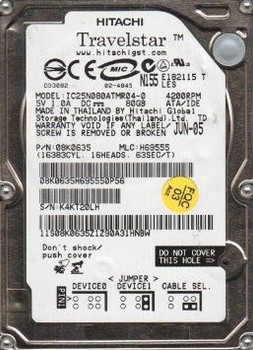 HGST 08K0635-RFB 80GB IDE 4200RPM 8MB 9.5MM 08K0635-RFB