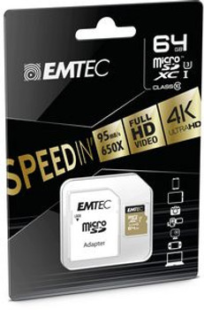 Emtec ECMSDM64GXC10SP MicroSD Card 64GB SDHC CL.10 ECMSDM64GXC10SP