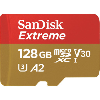 SanDisk Extreme 128 GB MicroSDXC 160 MB/s 90 MB/s Class 3 U3 V30 SDSQXAA-128G-GN6AA SanDisk Extreme 128 GB MicroSDXC 160 MB/s 90 MB/s Class 3 U3 V30 SDSQXAA-128G-GN6AA