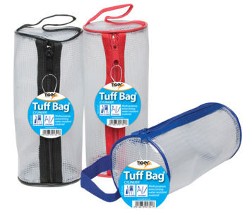 Tiger Tuff Bag Cylinder Pencil Case Clear With Assorted Colour Zips Pack 12 301341x12