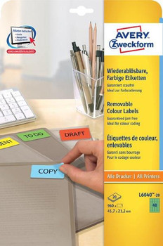 Avery L6040-20 Coloured Mini Labels. Green L6040-20