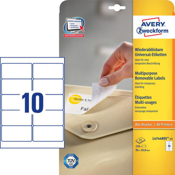 Avery L4744REV-25 White Multipurpose Labels. L4744REV-25
