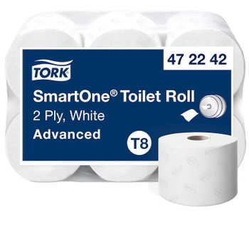 Tork Smartone Toilet Roll T9 2 Ply White 1150 Sheets Pack 6 - 472242 472242 Tork Smartone Toilet Roll T9 2 Ply White 1150 Sheets Pack 6 - 472242 472242