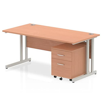 Impulse Cantilever Straight Office Desk W1600 X D800 X H730mm Walnut Finish Whit I003896 Impulse Cantilever Straight Office Desk W1600 X D800 X H730mm Walnut Finish Whit I003896