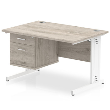 Dynamic Impulse 1200 X 800Mm Straight Desk Grey Oak Top White Cable Managed Leg I003441 Dynamic Impulse 1200 X 800Mm Straight Desk Grey Oak Top White Cable Managed Leg I003441