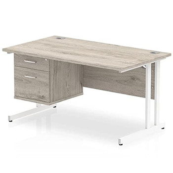 Dynamic Impulse 1400 X 800Mm Straight Desk Grey Oak Top White Cantilever Leg Wit I003471 Dynamic Impulse 1400 X 800Mm Straight Desk Grey Oak Top White Cantilever Leg Wit I003471