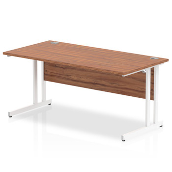 Impulse 1600 X 800Mm Straight Desk Walnut Top White Cantilever Leg MI001907 MI001907 Impulse 1600 X 800Mm Straight Desk Walnut Top White Cantilever Leg MI001907 MI001907