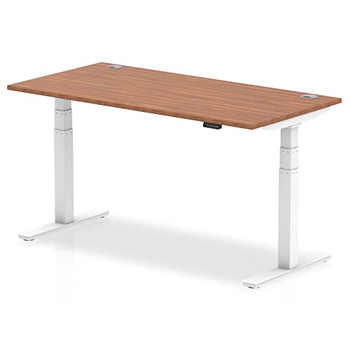 Dynamic Air 1600 X 800Mm Height Adjustable Desk Walnut Top Cable Ports White Leg HA01107 Dynamic Air 1600 X 800Mm Height Adjustable Desk Walnut Top Cable Ports White Leg HA01107