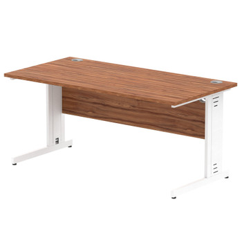 Impulse 1600 X 800Mm Straight Desk Walnut Top White Cable Managed Leg MI001997 MI001997 Impulse 1600 X 800Mm Straight Desk Walnut Top White Cable Managed Leg MI001997 MI001997