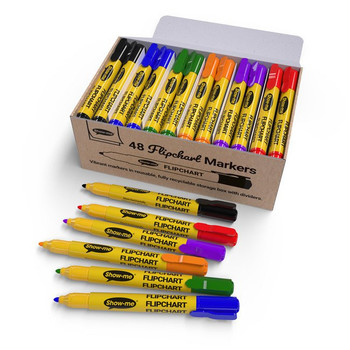 Show-Me Premium Flipchart Markers Bullet Tip Assorted Colours Pack 48 - FCM48A FCM48A Show-Me Premium Flipchart Markers Bullet Tip Assorted Colours Pack 48 - FCM48A FCM48A