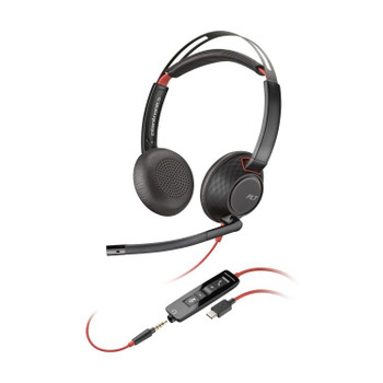 HP Poly Blackwire C5220 Stereo Headset with 3.5mm jack and USB Adaptor HPC5220