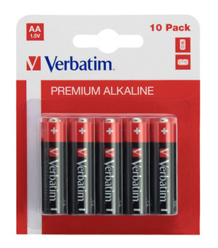 Verbatim W125625546 ALKALINE BATTERY AA 10 PACK 49875