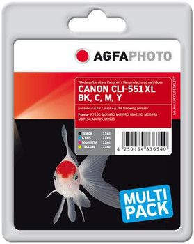 AgfaPhoto APCCLI551XLSET Ink B/C/M/Y 4x11 ml. APCCLI551XLSET