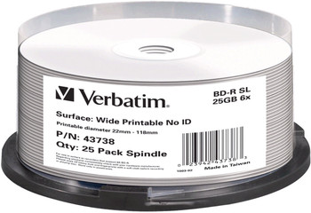 Verbatim 43738 BD-R Single Layer 25GB 6X 43738