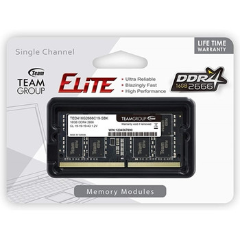 Team Elite 16Gb No Heatsink 1 X 16Gb Ddr4 2666Mhz Sodimm System Memory TED416G2666C19-S01