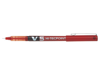 Pilot V5 Hi-Tecpoint Liquid Ink Rollerball Pen 0.5Mm Tip 0.3Mm Line Red Pack 12 100101202