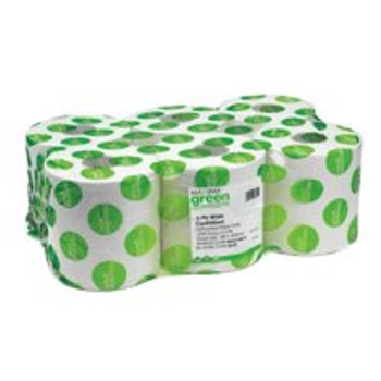 Maxima Green Centrefeed Toilet Roll 2 Ply 150M White Pack 6 1105003