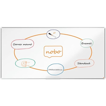 Nobo Premium Plus Enamel Magnetic Whiteboard 2400x1200mm 1915151 1915151