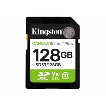 Kingston Canvas Select Plus  SDS3/128GB V30 128Gb Sd Class 10 Uhs-I U3 Flash Car SDS3/128GB