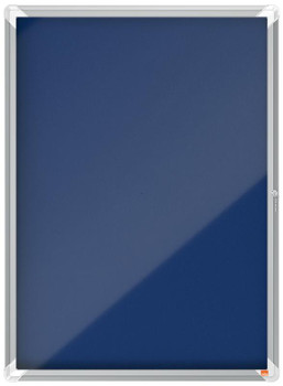 Nobo Premium Plus Blue Felt Lockable Noticeboard Display Case 9 X A4 709X970mm 1 1902556