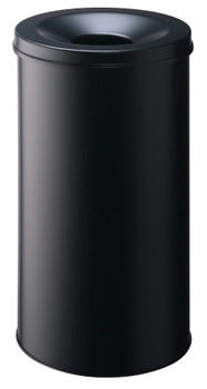 Durable Safe Waste Basket Metal Round 60 Litre Bin Black - 330701 330701