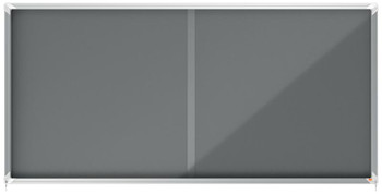 Nobo Premium Plus Grey Felt Lockable Noticeboard Display Case 27 X A4 2000X970mm 1915339