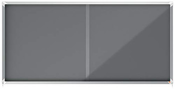 Nobo Premium Plus Grey Felt Lockable Noticeboard Display Case 27 X A4 2000X970mm 1915339