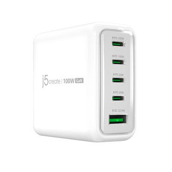J5create 100W Gan Usb-C 5-Port Charger JUP53100EF-N