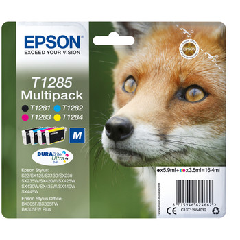 Epson Fox Multipack 4-colours T1285 DURABrite Ultra Ink 5.9 ml 3.5 ml 1 pcs Mult C13T12854012