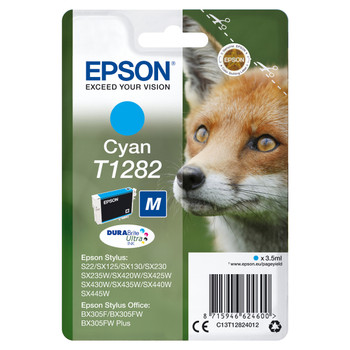 Epson Fox Singlepack Cyan T1282 DURABrite Ultra Ink 3.5 ml 260 pages 1 pcs C13T12824012