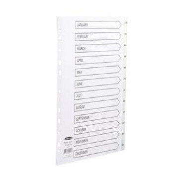 Valuex Divider A4 Jan-Dec Multipunched 120 Micron Pp White 64701 64701